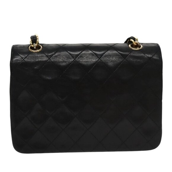 CHANEL Chain Matelasse Shoulder Bag Lamb Skin Black Gold CC Auth PP133 - Picture 3 of 16